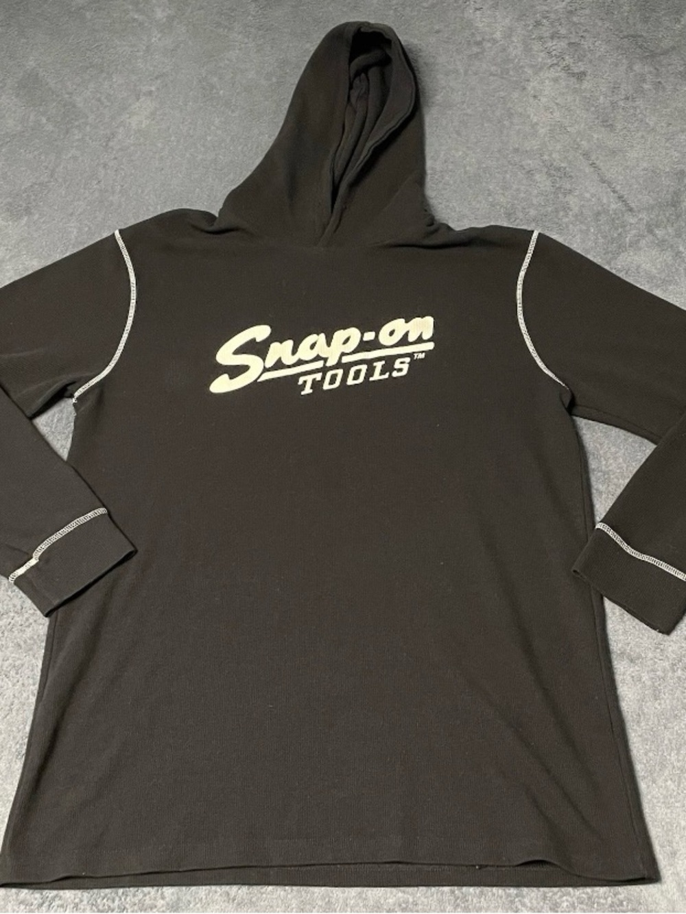 Snap On Thermal Shirt Hoodie Mens XL Black Lightweight Logo Pullover Long Sleeve
